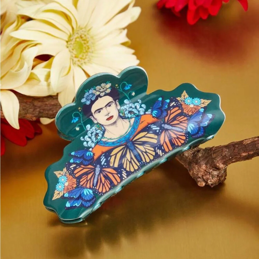Frida Kahlo X Rebelliousrose Human And Butterfly Printed Large Clutch Bag - Picture 3 of 4
